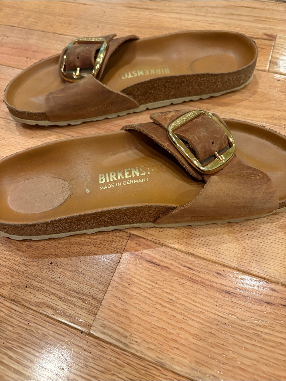 Birkenstock Women’s Brown Suede Single-Buckle Slide Sandals - Picture 3 of 8